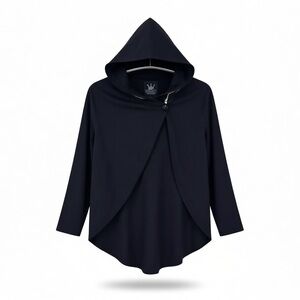 Queen 11 Black Asymmetrical Long Sleeve Shirt with Zipper Hood Junior (Size 1)